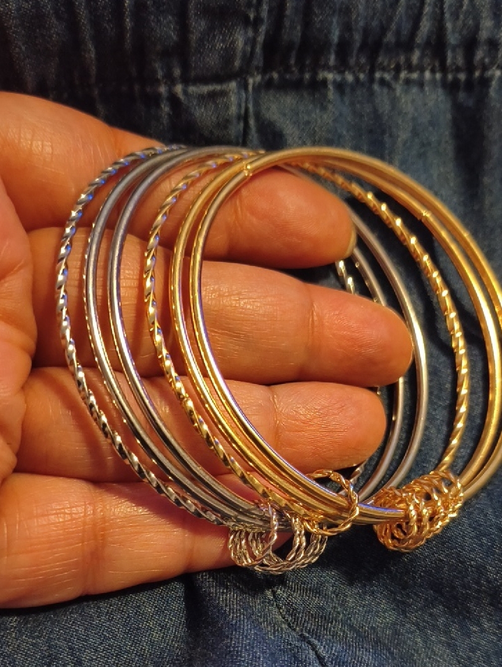 Gold & Silver Tone Staking Bangle Set 3 In Each Set Very Cute!!